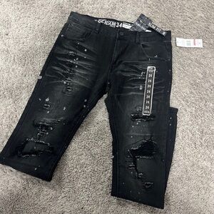 Reason Men's Black Distressed Slim Jeans